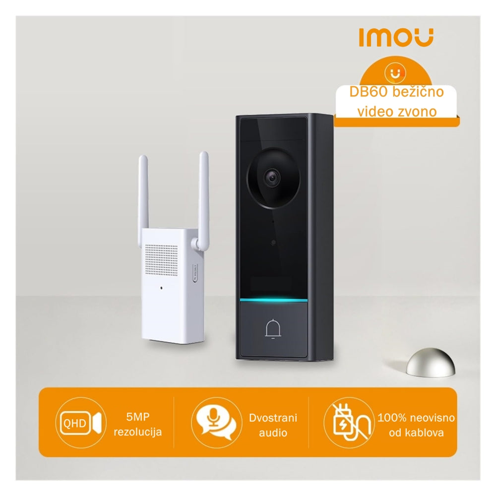 Imou DB60 Video Zvono 5MP – Bežično, AI Detekcija, Noćni Vid, IP65