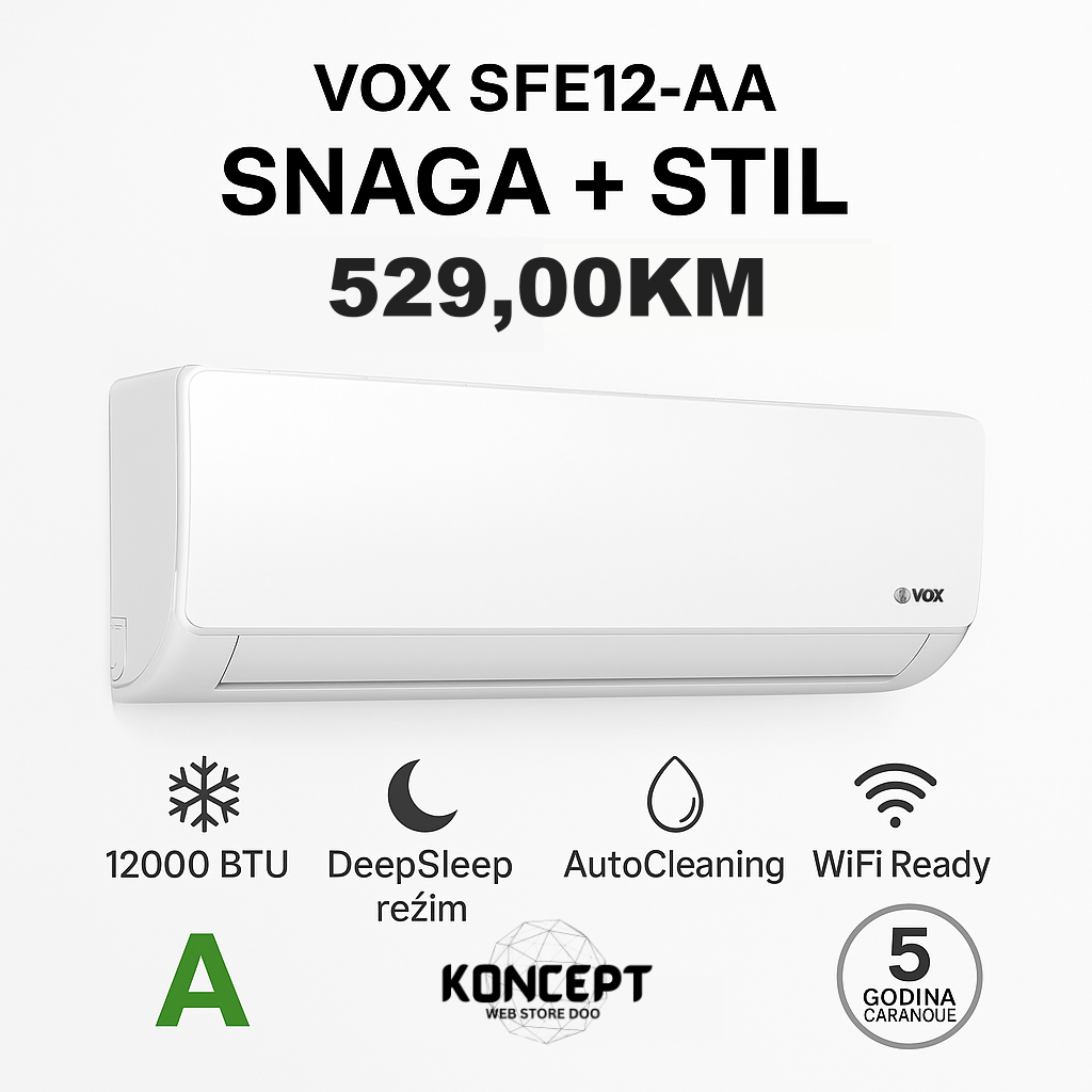 Klima VOX SFE12-AA 12ka on/off – Snaga, Elegancija i Udobnost u Jednom